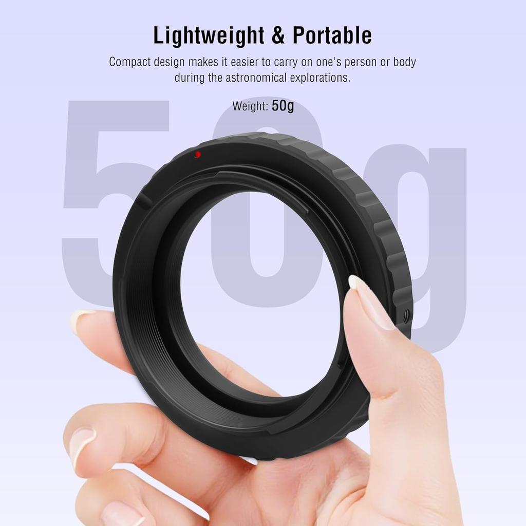Astromania T2 T Ring Adapter with 42mm Diameter Thread Compatible with Canon EOS DSLR/SLR Camera, Metal T-Mount Telescope Camera Adapter for