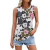 Women's Summer Vest Loose Pleated Round Neck Shirt Casual Sleeveless Top