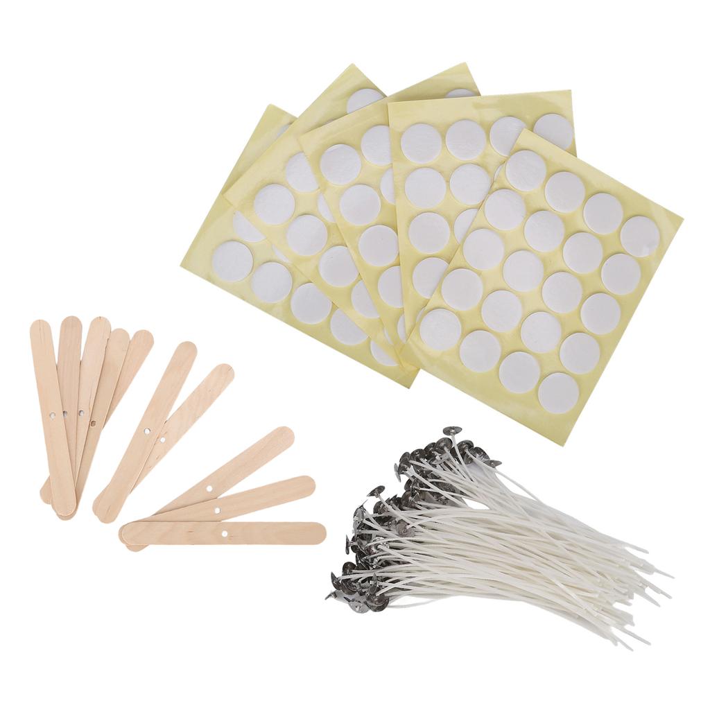 DIY 100Pcs Candle Making Kit 15cm Candle Wicks100Pcs Double Sided Wicks Stickers10Pcs Wood Wicks