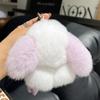 Cute Real Rex Rabbit Fur Keychain Mini Bunny Pendant Women Bag Charm Car Key Ring Ornaments Girl Plush Toy Trinkets Classic Gift