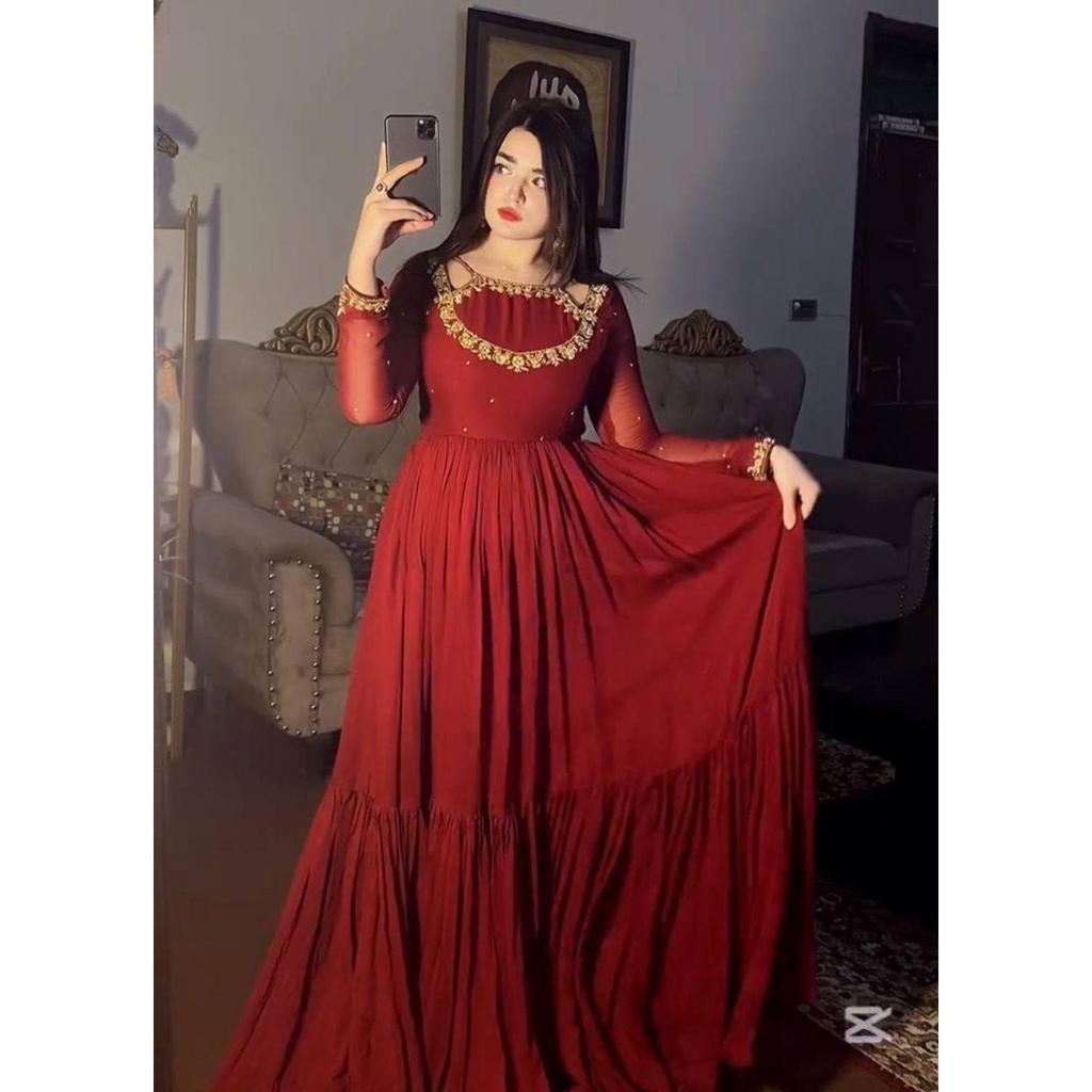 Neuer Designer Party Wear Look Ausgefallenes Kleid, Dupatta & Unterteil Set