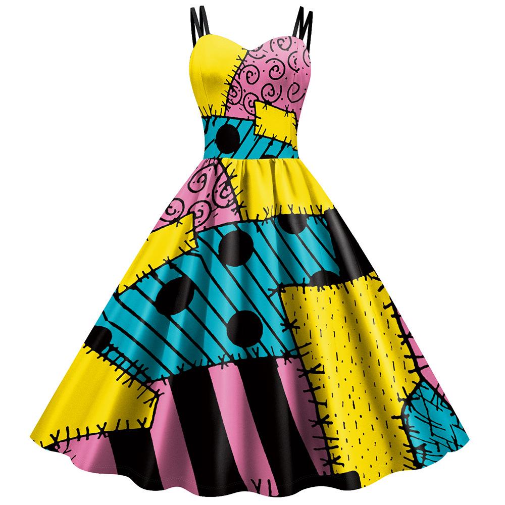 

Новый хэллоуин пали рождество хоррор ночь салли платье платье на подтяжках платье с цифровой печатью S