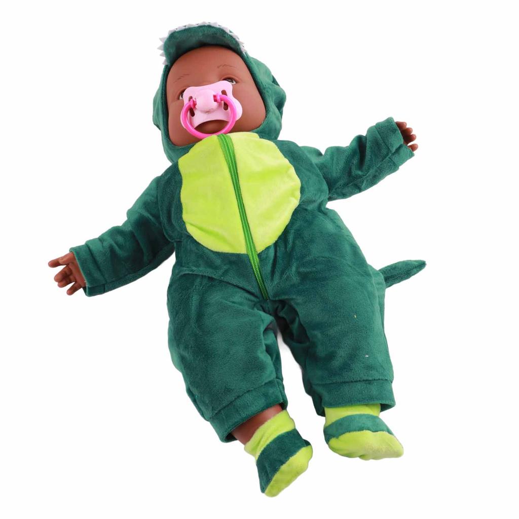 16 Inch Lifelike Baby Doll Cute Vinyl Baby Doll with Dinosaur One Piece Pajamas Pacifier for Kids