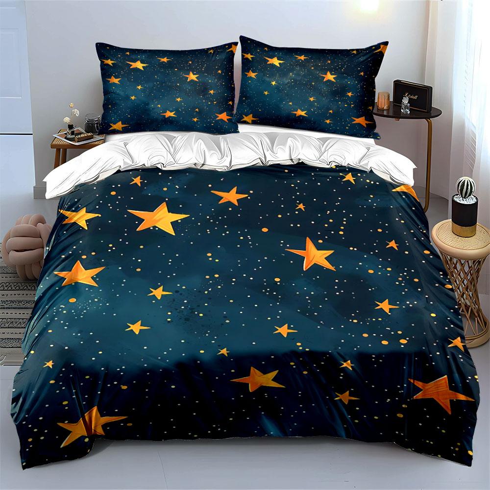 Set Biancheria da Letto Notte Stellata Copripiumino Copripiumino Federe (1 * Copripiumino 2 * Federe, senza piumino)