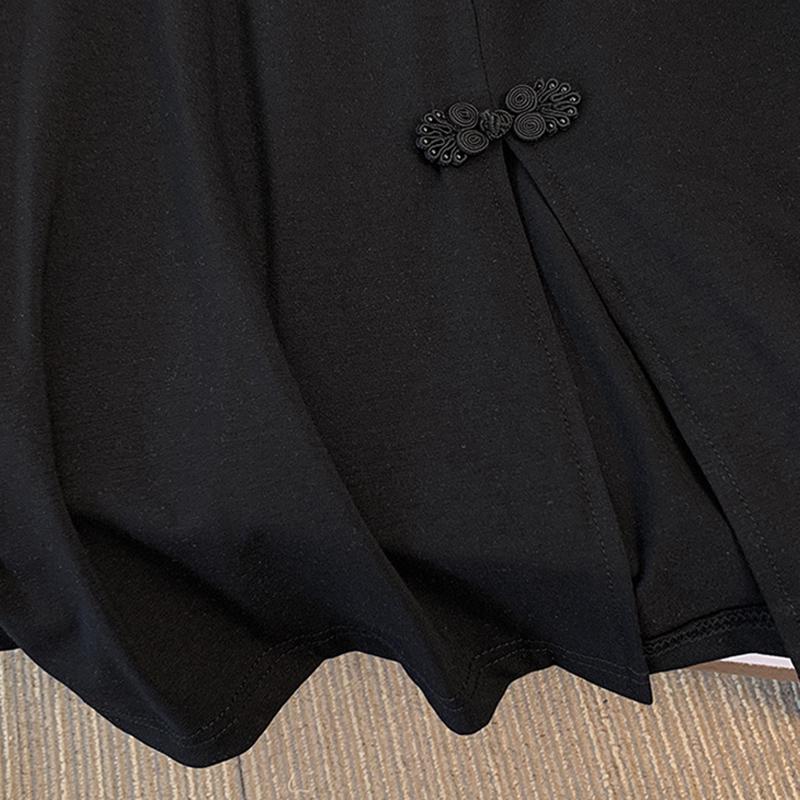 Abbigliamento da donna taglie forti, stile cinese moderno vintage, Repubblica di Cina, top a maniche corte con ricamo