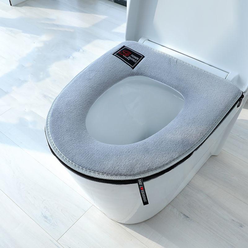 Four Season Universal Short Velvet Toilet Cover Back Waterproof PU Toilet Cushion Household Bathroom Zippered Toilet Seat Cover