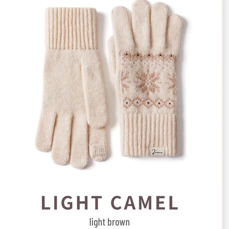 

JIUMU Women s Fair Isle Wool Blend Knitted Gloves One Size