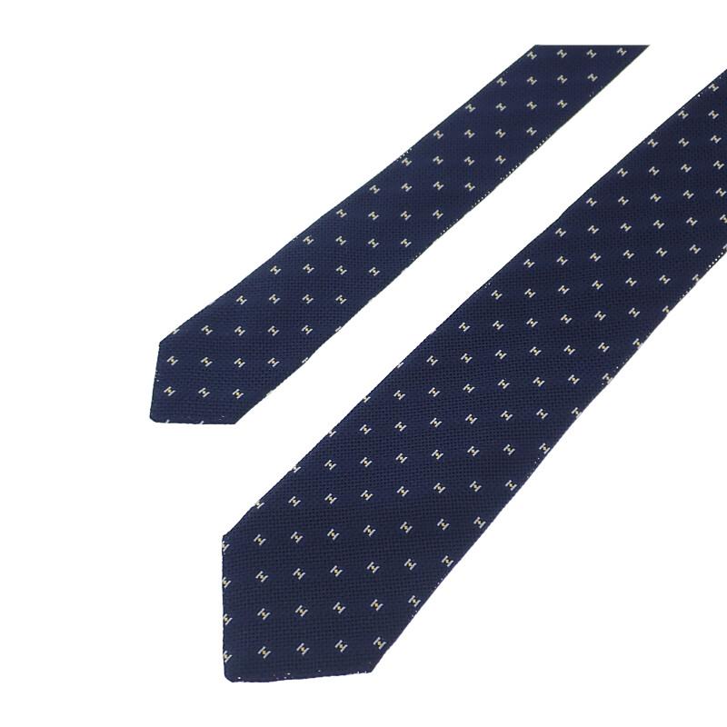 HERMES  H153821T-07  Tie Navy/Marin Silk Mens