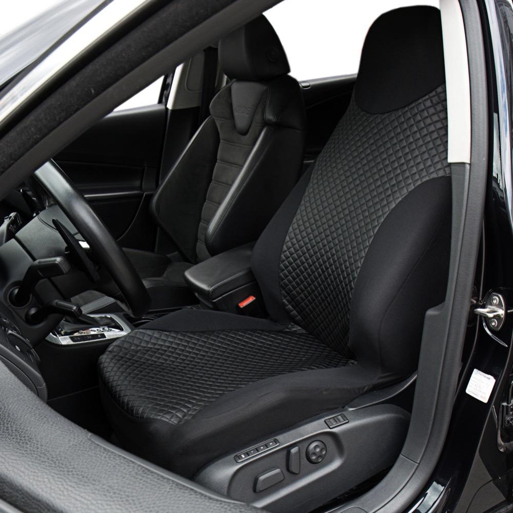 AUTOYOUTH Leatherette Car Seat Covers Universal Fit High Back Bucket Seat Cover Black 2pcs/set Car Interior