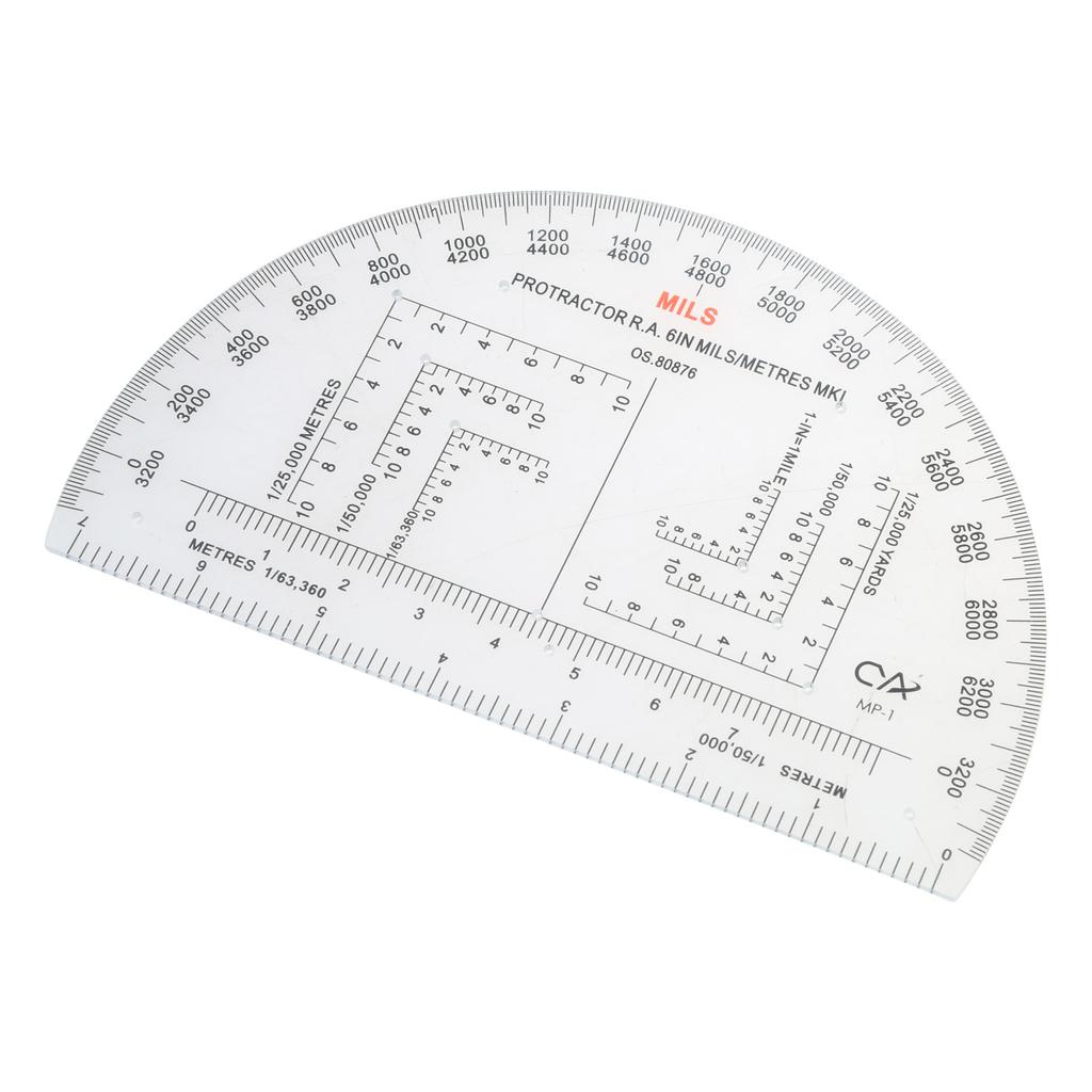 Semicircle Military Coordinate Scale and Protractor Map Coordinate Scale Protractor Romer Grid Reference Tool
