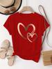 Summer New Womens Heart Printed Tshirt Trendy Casual Round Neck Top Short Sleeves Fashion Harajuku Kawaii Tshirt Y2k Clothing