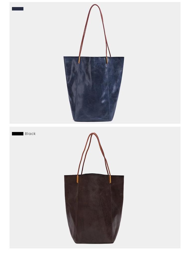 Genuine Leather Large Capacity Tote Bag for Women - High-End Commuter Shoulder Bag