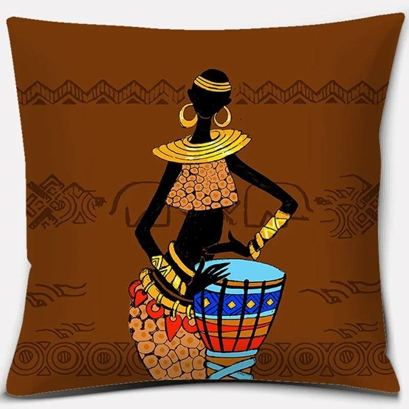 Home Decor Pillowcase Ethnic African Women Polyester  Car Sofa Cushion Cover   45x45cm