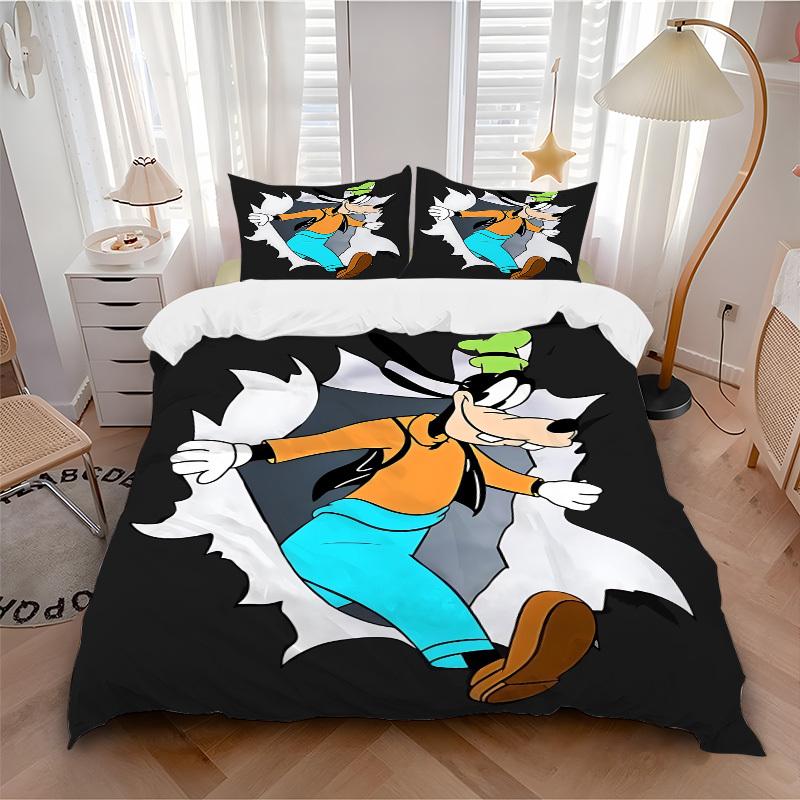 

3pcs set Goofy1pc of quilt cover+2pcs of pillowcase, no core, print bedding, All Seasons Bedroom Setting009 135x200cm
