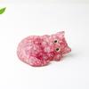 Resin Filled Natural Crystal Sleeping Cat Decor With Gift Box For Home Office Display