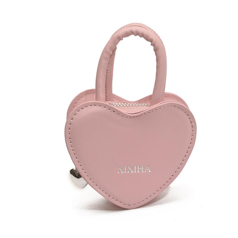 Girl Pu Crossbody Bag With Heart Design And Chain Detail For School And Casual