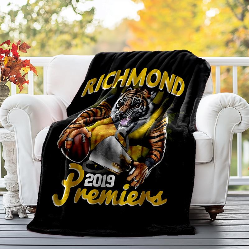 Richmond Tigers Flannel Blanket Soft All-Season Throw, Design for Camping, Car Travel, Hiking Sofa, Bed, Office Perfect Gift for Parties