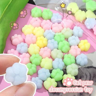 10pcs Creative Decompression Toy TPR Cat's Paw Pinch Toy New Mini Cat's Paw Squeeze
