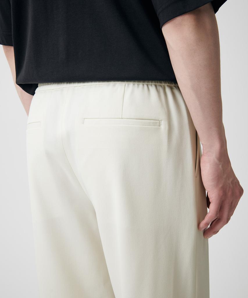MUSINSA STANDARD Wide Easy Elastic Waist Crop Slacks [Cream]