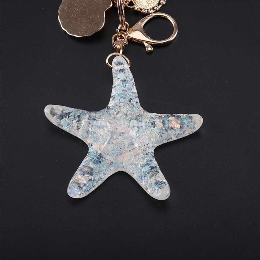 Women Sea World Starfish Pearl Pendant Shell Shell Keychain Key Ring Starfish Keychain Key Chains