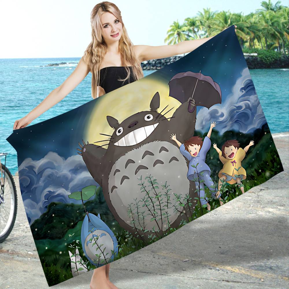 Kreslený T-Totoro Mikrovlákno Tištěný Plážový Ručník Horolezectví Jóga Pláž Koupání Běh Absorpční Měkký Ručník