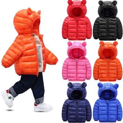 Śliczny płaszcz puchowy Kid Boy Girl Z kapturem zwierzęce ucho z długim rękawem Ciepła gruba kurtka z zamkiem Baby Winter Outwear