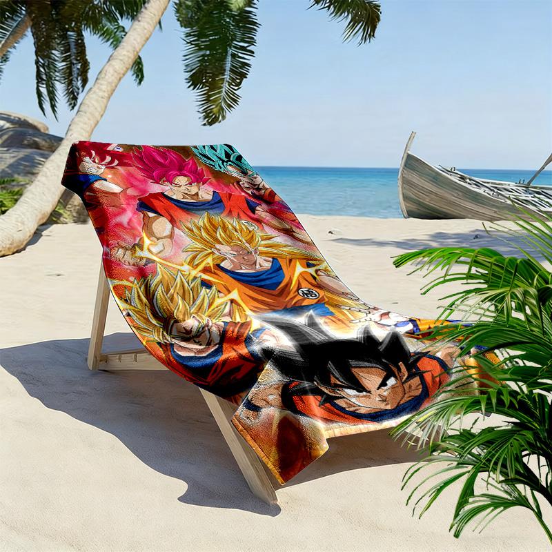 DRAGON BALL Print Beach Towel, Large Soft Quick Dry Towel for Beach Camping Swimming