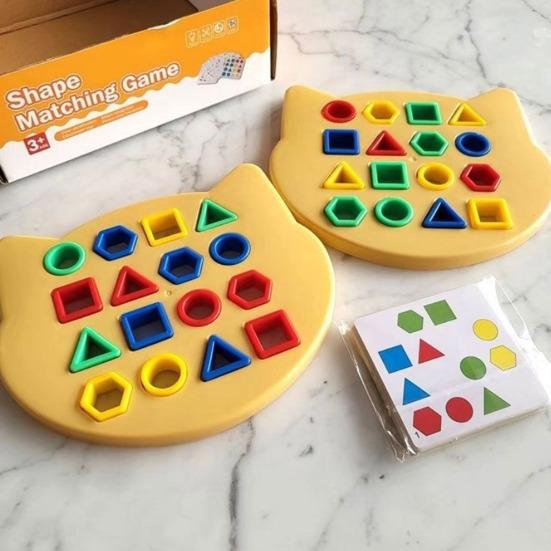 1 Set Geometry Shape Matching Game Toddlers Boys Girls Logic Focus Training Color Shape Learning Educational Toy Multi-player Interactive Puzzle Board