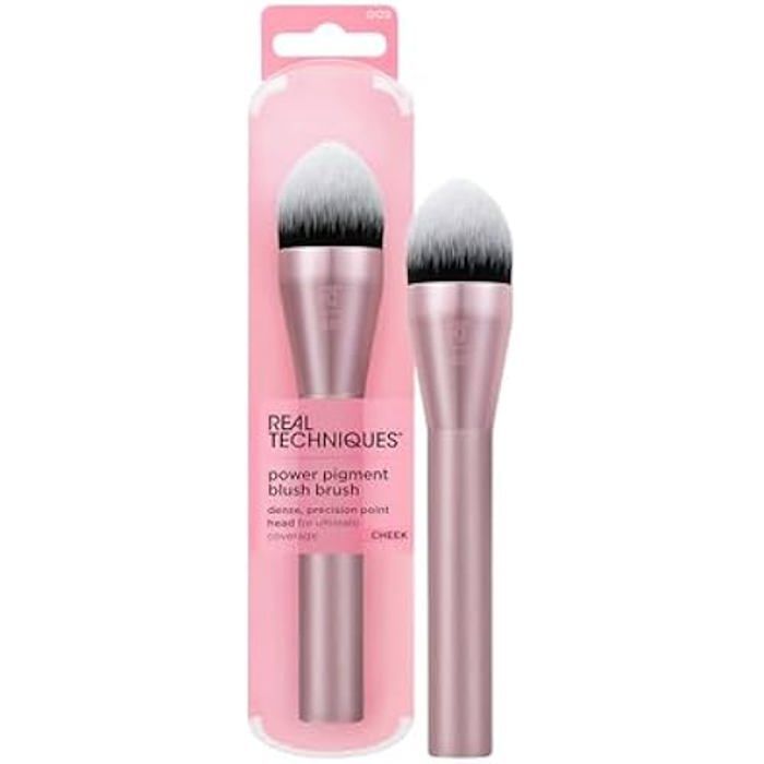 Real Techniques Pinceau À Maquillage Power Pigment Blush, Pinceau À Joues Pour Fard À Joues Liquide Et Crème, Poils Synthétiques