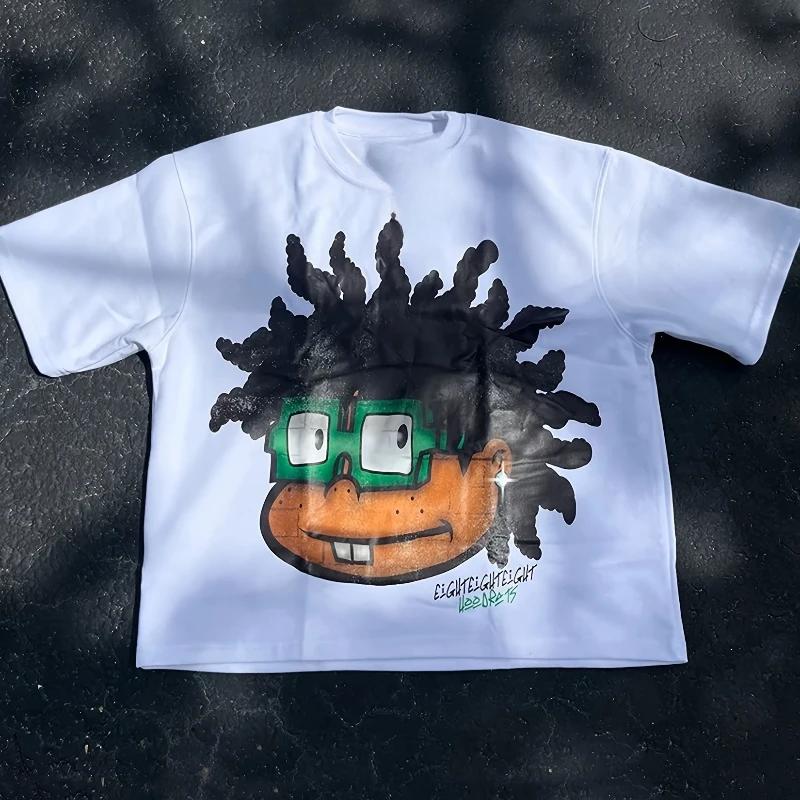 American Y2K Unisex Retro Cartoon Pattern Cotton Graphic Print T-shirt Summer New Tee Men Women Streetwear Harajuku Fashion Loose Casual Oversized Top