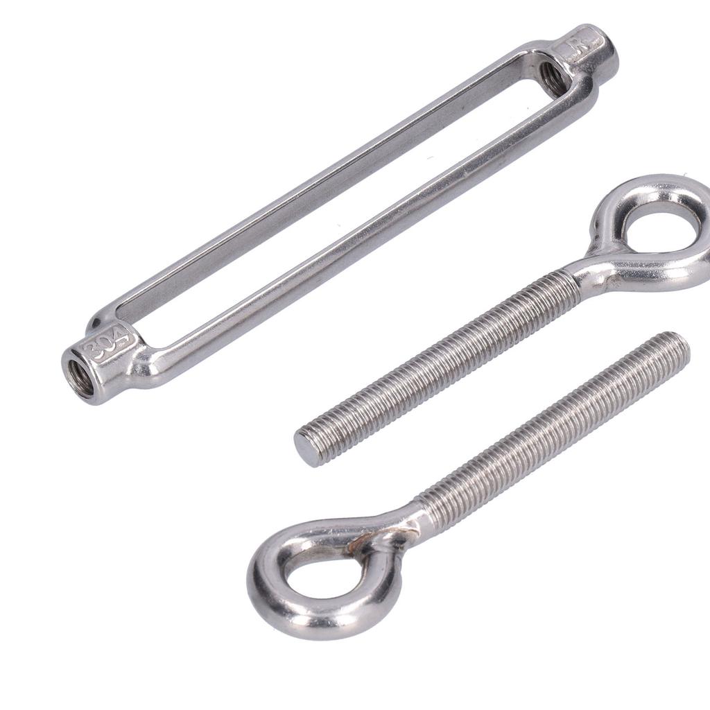 5Pcs Turnbuckle Eye and Eye Wire Rope Tension 304 Stainless Steel Shade Sail HardwareM6