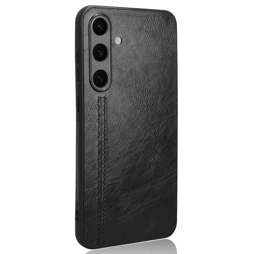 

Для Samsung Galaxy S24 Чехол Текстура коровьей кожи Отстрочка Линия Защитник телефона Black