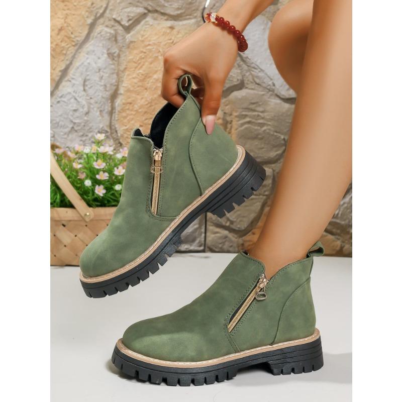 Damen Übergröße Retro Klobige Sohle Martin Stiefel Neu Herbst & Winter Seitlicher Reißverschluss Stilvolle Stiefeletten