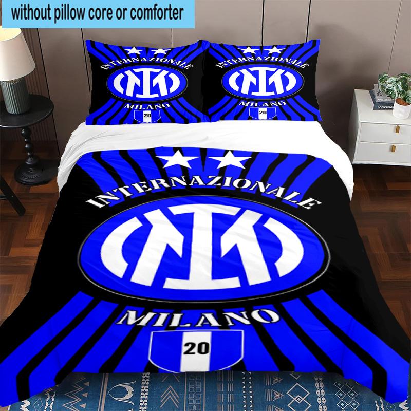 3 pezzi F.C. Set Biancheria da Letto Stampato Internazionale Milano Chiusura Copripiumino Include 1 Copripiumino & 2 Federe Set Biancheria da Letto Decorazioni per la Casa Regali