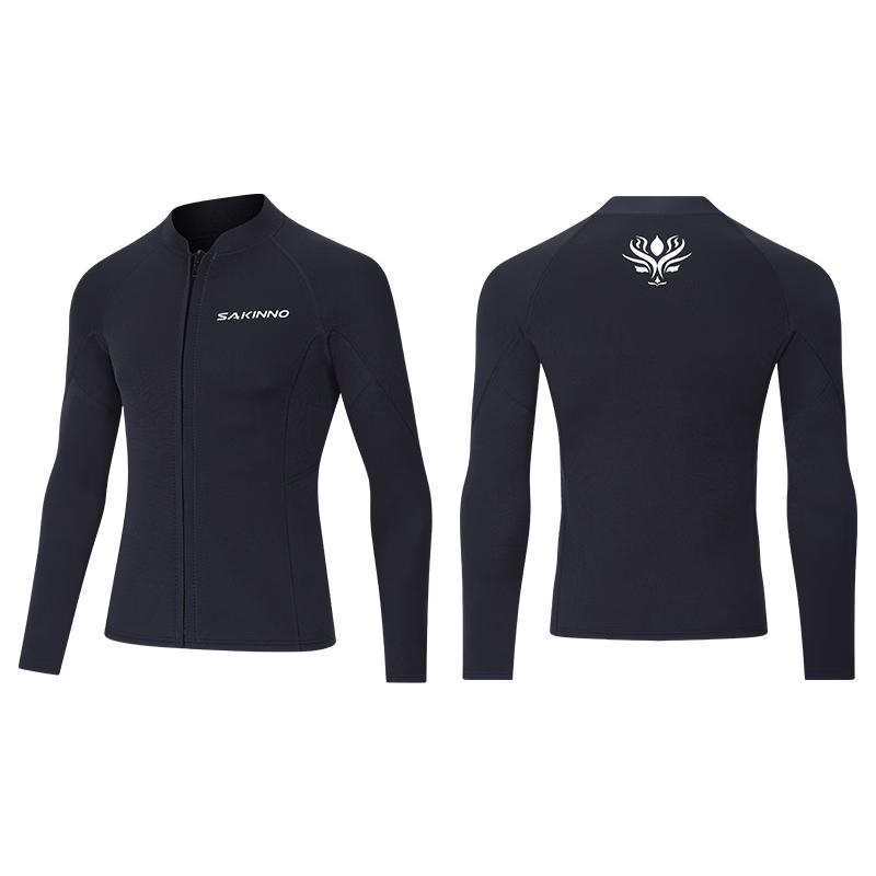 SAKINNO Unisex Long Sleeve 3mm Neoprene Wetsuit Top L
