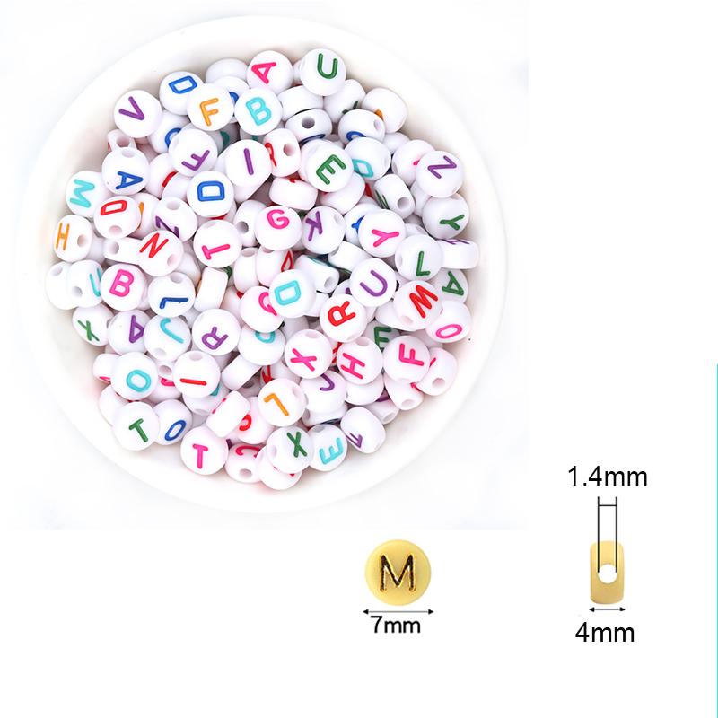 100pcs/Lot Mixed Round Flat Acrylic Letter Beads Alphabet Digital Cube Loose Spacer Beads For Jewelry Making Diy Bracelet