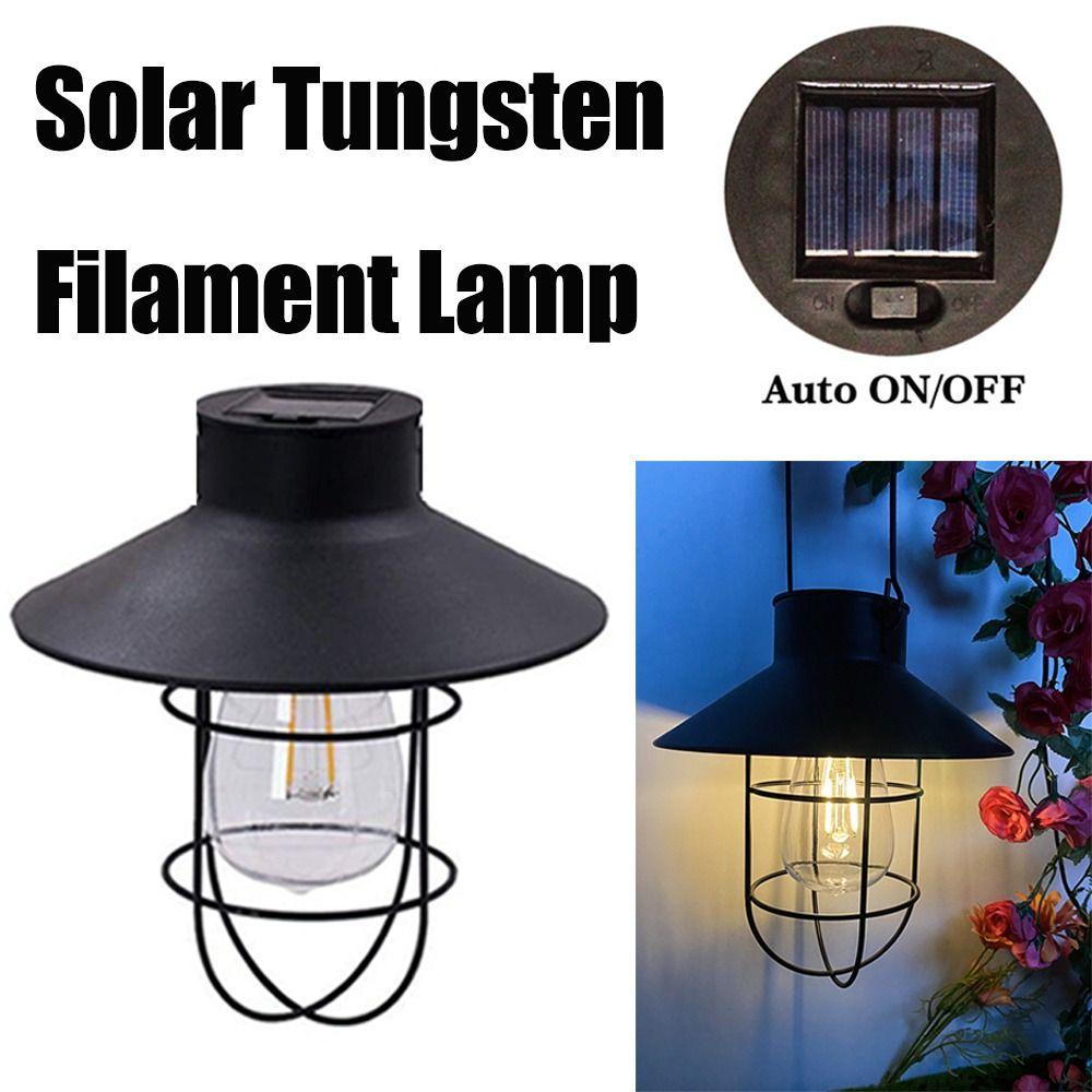 with Handle Iron Hanging Lamp Tungsten Bulb Tungsten Filament Lamp LED Solar Lantern  Outdoor