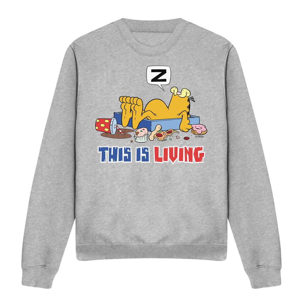 Garfield Unisex Adult This Is Living Sweatshirt
