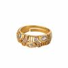 Geometric Zircon Chunky Wide Rings for Women Stainless Steel Gold Color Adjustable Ring Aesthetic Wedding Fashion Zircon Gift