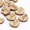 100pcs/set Kids DIY Burlywood Heart Shape LOVE Text Wooden Hand Painted Patch 12*15mm