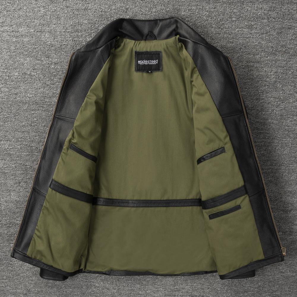 Vintage Red Brown M65 Hunting Jackets Black Genuine Cowhide Men Leather Jacket Pockets Men's Cow Coat Autumn