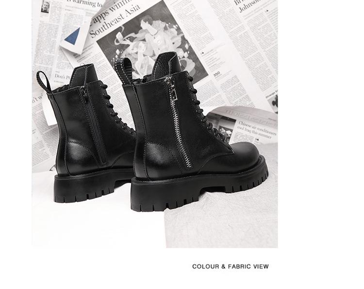 Men's High-Top Leather Martin Boots - British Style, Thick Sole, Velvet Lining, Winter Warmth