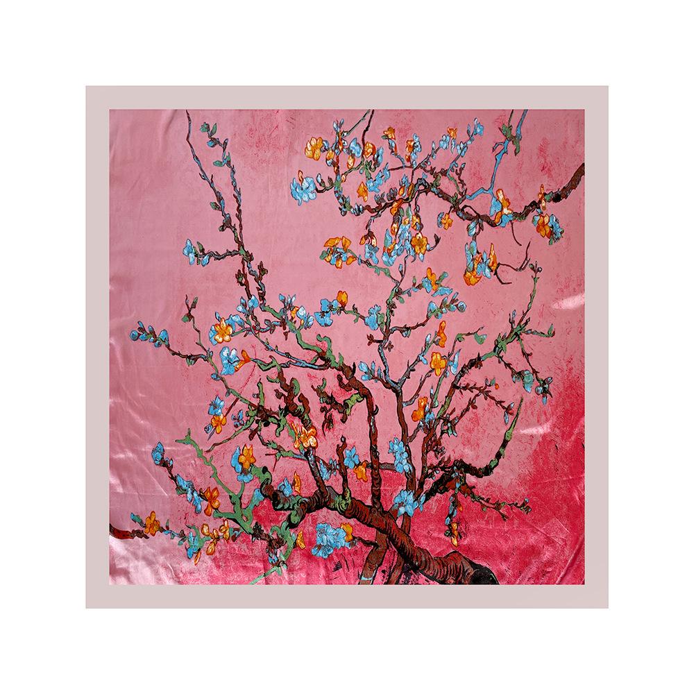 90cm Women’s Scarf – New Style Headscarf, Vintage Print Shawl, Rayon Satin Square Scarf