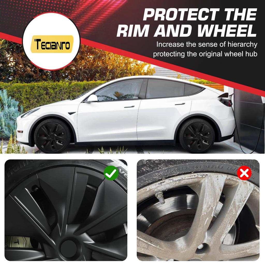 Matte Black 19 Inch Wheel Covers for Tesla Model Y 2021-2024 Hubcaps Tesla Model Y Accessories 2024