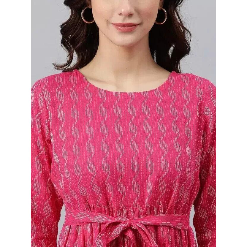 Kobiety Ubrania Imprezowe Dopasowana i Rozkloszowana Sukienka Kurta Top Tunika Mieszanka Bawełny Kurta Kurti VAF-521