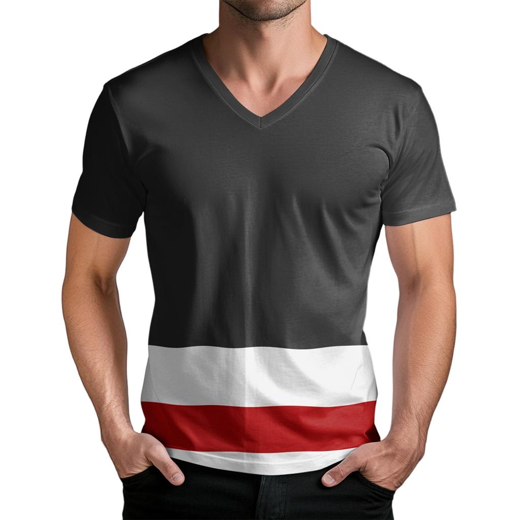 Men's Fashion Printed V-Neck Short Sleeve T-Shirt