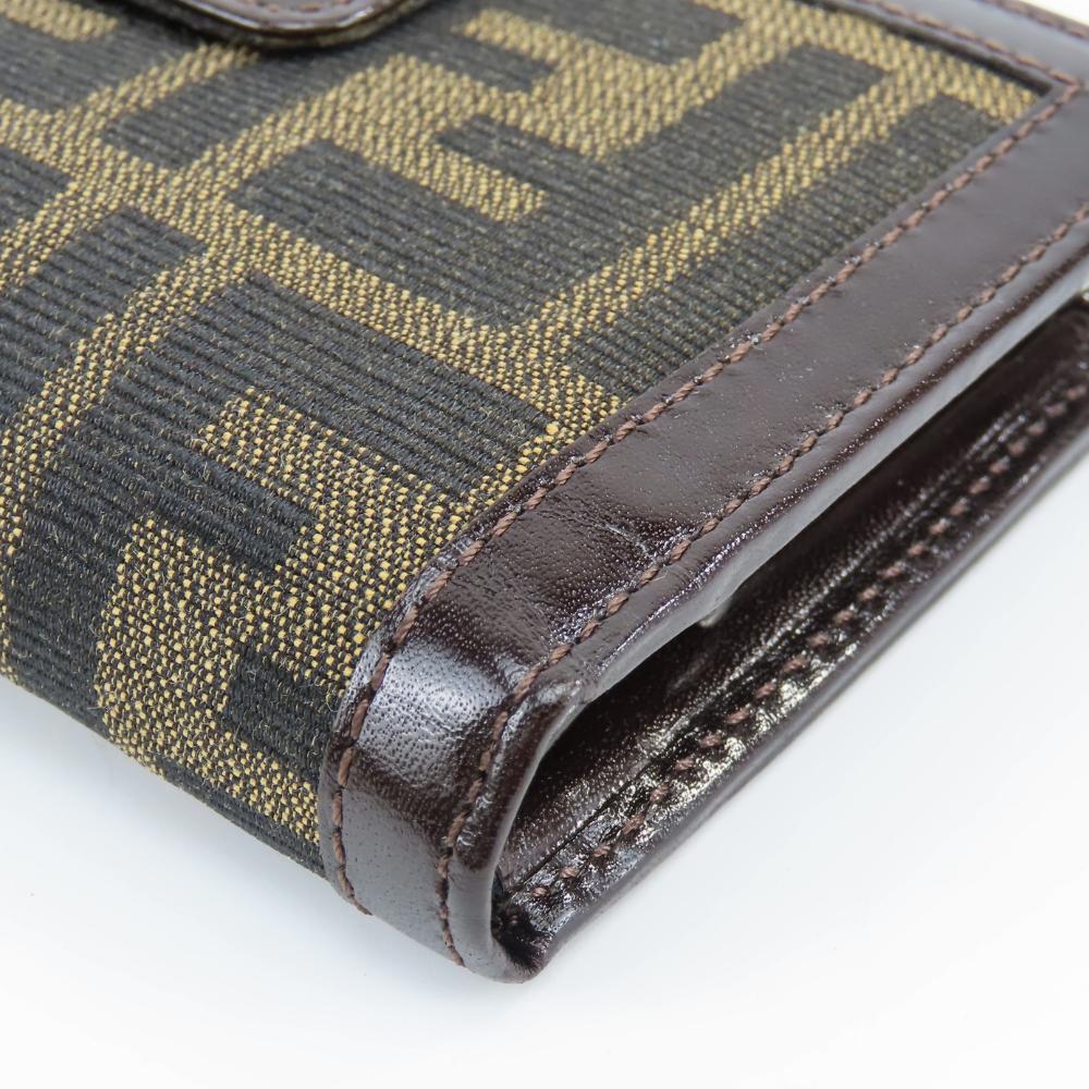 Used FENDI Bifold Wallet Zucca 01692 canvas/leather Brown Gamaguchi