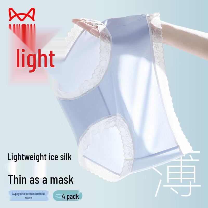 Maoren Women's Antibacterial Lace Ice Silk Briefs