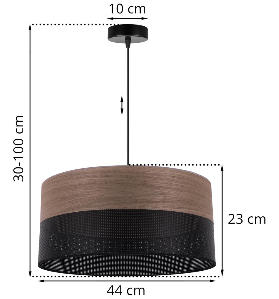Single Hanging Lamp, Walnut Veneer Lampshade, 44Cm
