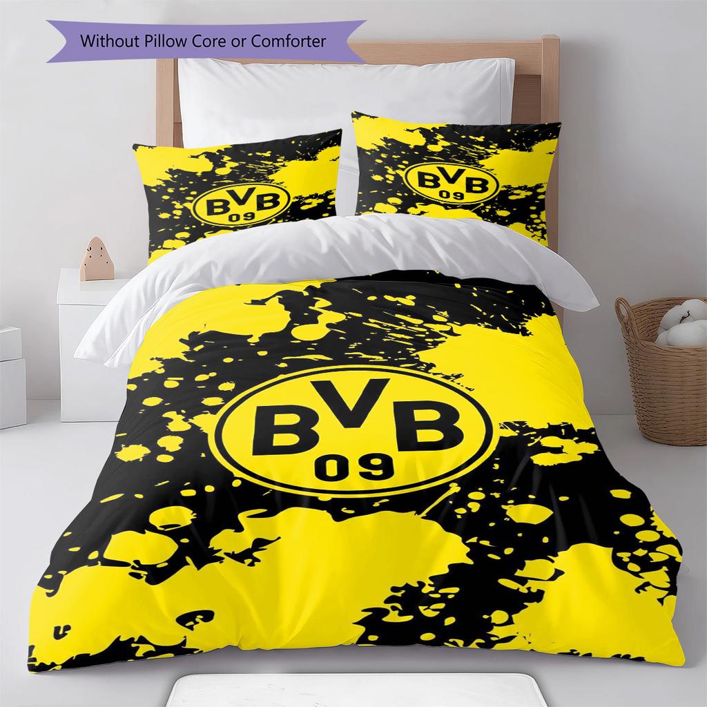 Bvb Fc Pattern Bedding Set Quilt Cover Pillowcase Home Decor Gift (1 * Duvet Cover + 2 * Pillowcase, Without Core)
